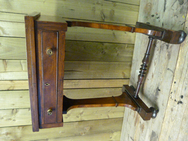 Approx. William IV tea table with drawer under and turned stretcher