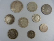 Nine various worn silver coins to include George V sixpence and Victoria one shilling