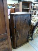 An elm hanging corner cupboard