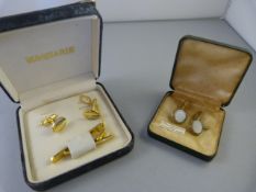 Two pairs of cufflinks - One pair rolled gold with mother of pearl.