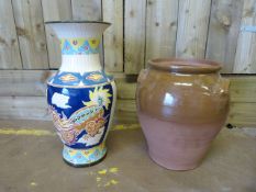 A large coloured vase and one other