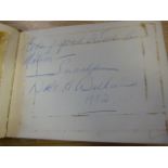 An Autograph book containing signatures like Jessie James, Anne Adrienne and the Humpty Dumpty