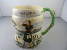 A Crown Devon "Sarie Marais" musical jug, with relief moulded and painted decoration, leaf and bud