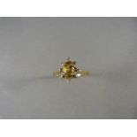 A 9ct Gold Citrine and diamond ring