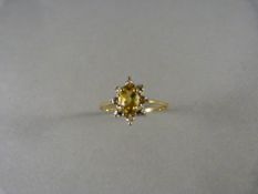 A 9ct Gold Citrine and diamond ring