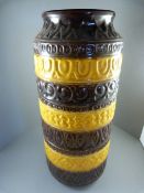 A West German tall brown and Orange ceramic Vase