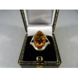 Silver Ring with Amber stone