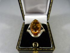 Silver Ring with Amber stone