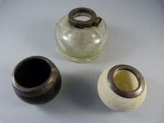 Two hallmarked top glass pots and one other