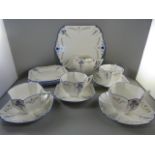 A part Shelley Tea set, Iris Pattern - compromising of 4 teacups, 4 saucers, 4 side plates, milk jug