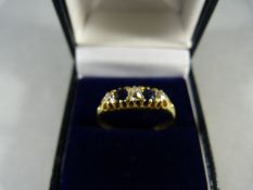 18ct Gold Antique Ring with Sapphires and Diamonds