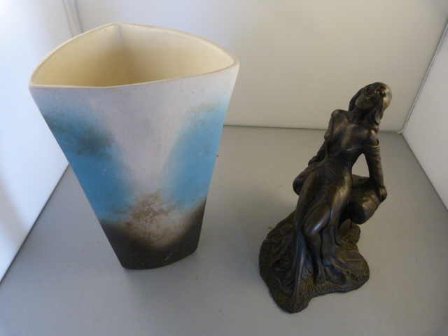 A Resin figure of a lady draped on a rock by John Letts and a vase by Wolfe Murray - Image 2 of 2