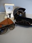 Three pairs of designer sunglasses (two Gucci & one Ray-Ban) and a pair of Heide Heinzendorff