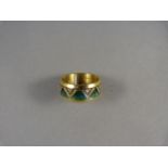An 18ct hallmarked with ring with Enamel Decoration