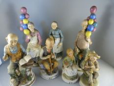 A quantity of Capodimonte style figures, to include the Balloon holders