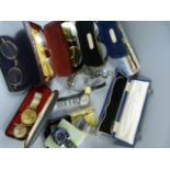 A quantity of various vintage watches, glasses etc