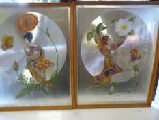 A Pair of Michelle Emblam foil and Litho prints of floral ladies