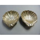 A Pair of Hallmarked silver shell shaped Salts - total weight 70.5g