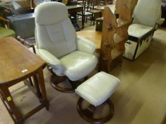 A leather swivel chairs with stool