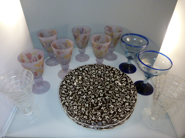 A quantity of various glassware to include Laura Ashley Plates