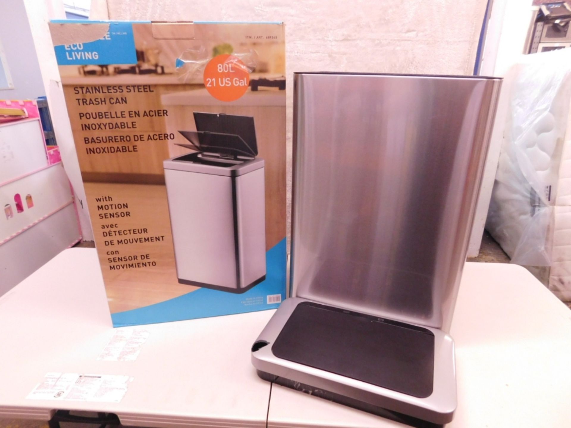 1 BOXED SENSIBLE ECO LIVING MOTION SENSOR 80L TRASH CAN RRP £149.99