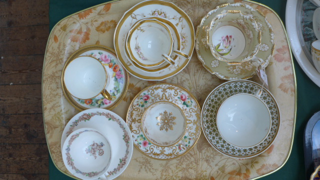 Selection of 6 cups and saucers etc from popular factories including Alcock, Daniel, Copeland,