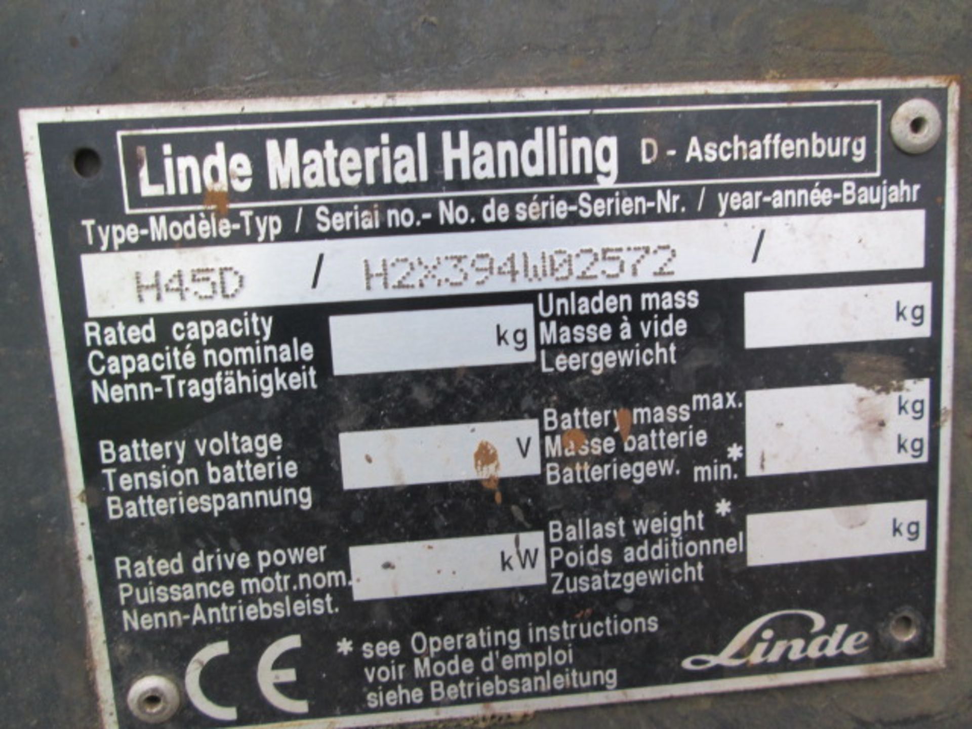 LINDE H45D Diesel - VIN: H2X394W02572 - Year: 2008 - 9,549 Hours - Duplex Forklift, IWO** - Image 3 of 8