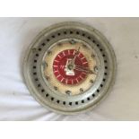 A Buick hub cap wall clock.