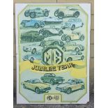 An MG Jubilee Year poster promoting fifty years of production at Abingdon, 31 x 42", mounted on