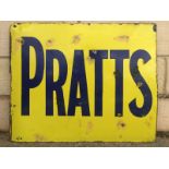 A Pratts double sided rectangular enamel sign, lacking hanging flange, 22 x 18".