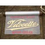 A Velocette Motorcycles Authorised Dealership hanging illuminated sign, approx. 17 1/2 x 10 1/2".