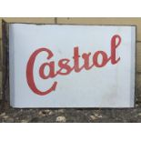 An early Castrol rectangular double sided enamel sign with hanging flange, of simple design,