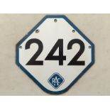 An RAC roadside box enamel sign - No. 242, 7 1/2 x 7 1/2".