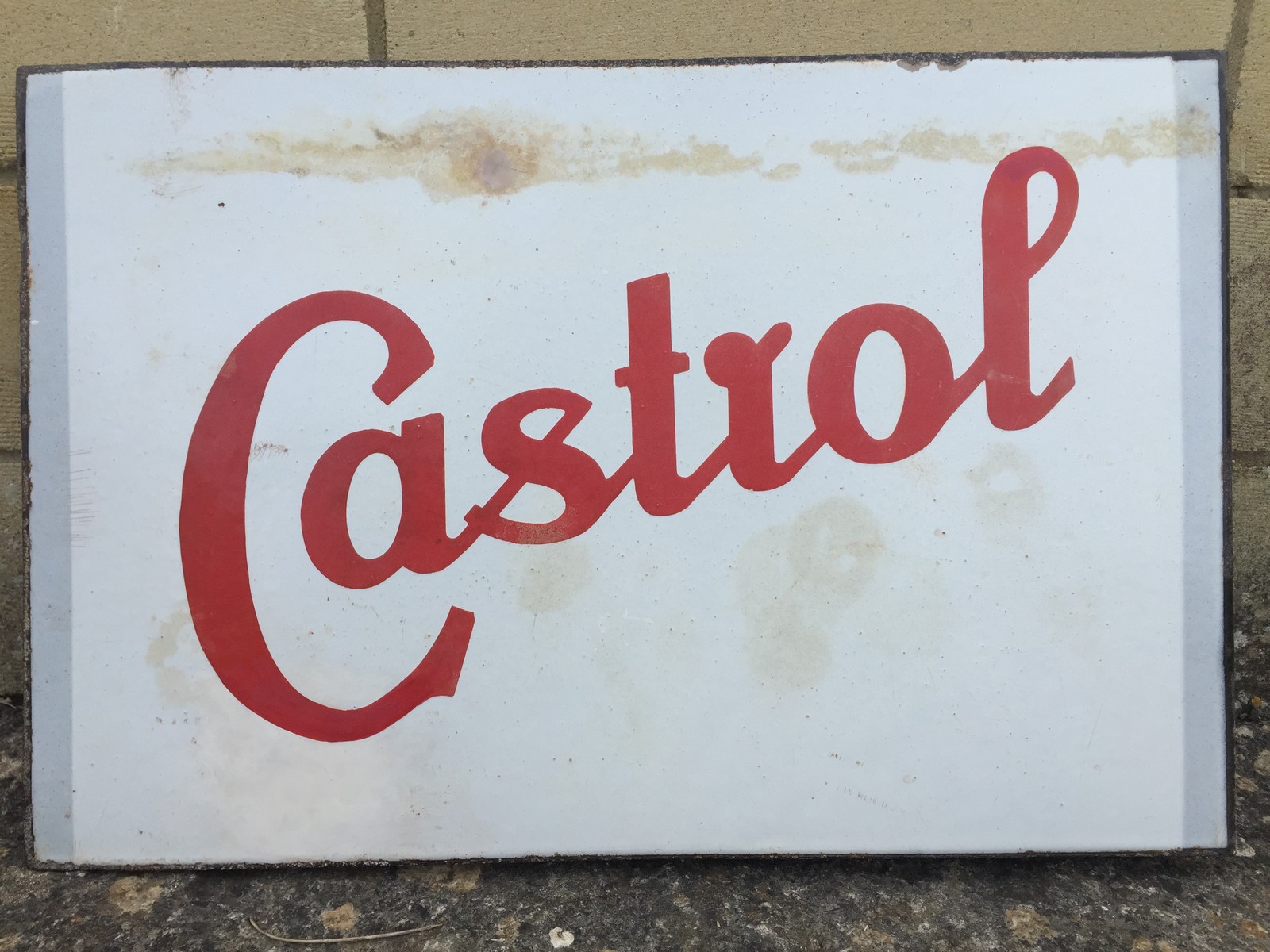 An early Castrol rectangular double sided enamel sign with hanging flange, of simple design, - Image 2 of 2