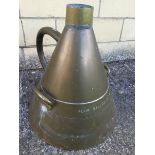 A heavy four gallon conical measure with large handle, impressed mark 4 gallon 62 degrees