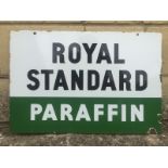 A Royal Standard Paraffin rectangular double sided enamel sign, lacking hanging flange, 18 x 12".