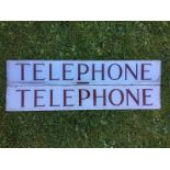 A pair of original telephone box glass insert panel signs.