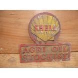 A Shell Agri Oil stockist agency aluminium wall plaque, 13 1/4 x 12 1/2".