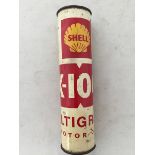 A rare Shell X-100 Multi-Grade Motor Oil cylindrical kaleidoscope in the shape of a grease tin.