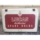 A Lucas Authorised Spare Bulbs counter top sloping fronted dispenser.