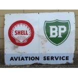 A Shell-BP Aviation Service rectangular enamel sign, 37 x 27".