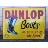 A Dunlop Boots 'As British as The Land' rectangular pictorial enamel sign, with restoration to one