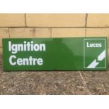 A Lucas Ignition Centre rectangular enamel sign, 31 1/2 x 10".