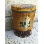 A Redline Super 1lb grease tin, with globe motif to the front.