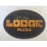 A Lodge Plugs oval tin advertising sign, 12 3/4 x 9".