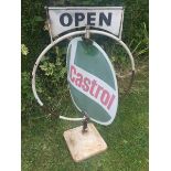 A Castrol 'Open/Closed' forecourt advertising sign.