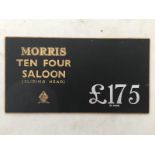 A Morris Ten Four Saloon rectangular price card, 10 x 5 1/4".