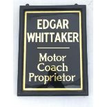 A rare Edgar Whittaker Motor Coach Proprietor glass sign set within a wooden frame, 12 x 16".