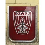 A Rover perspex forecourt showroom sign with chrome plated frame, 20 x 24".