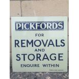 A Pickfords for Removals and Storage enamel sign, 19 3/4 x 19 3/4".